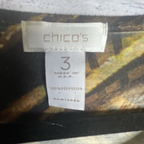 Chico's Tigers Eye Animal Print Top 3(XL 16) Knit Fall Autumn Rhinestones BOHO‎ - Picture 9 of 15